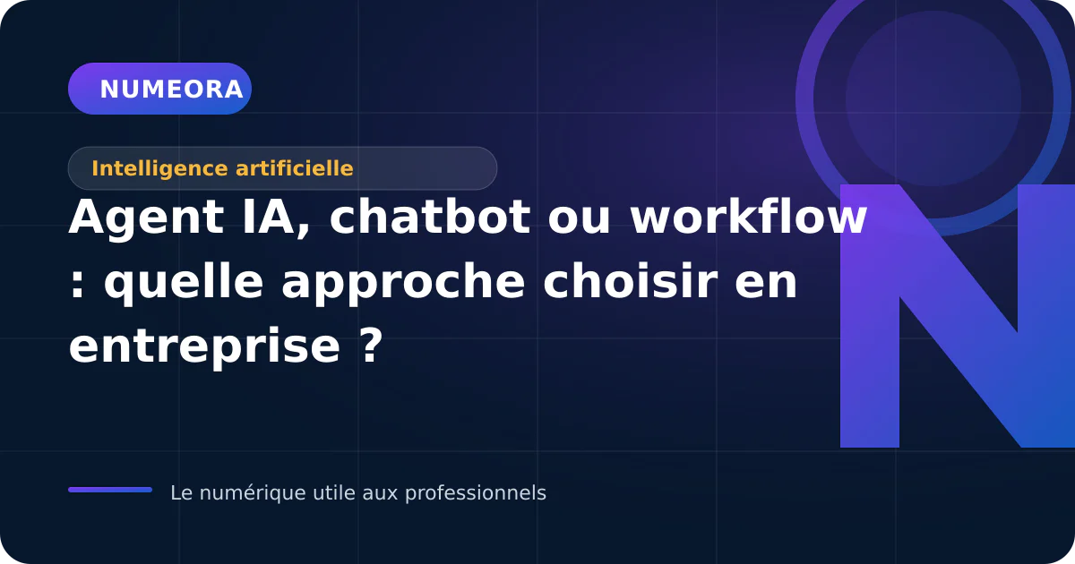 Illustration de l’article « Agent IA, chatbot ou workflow : quelle approche choisir en entreprise ? »